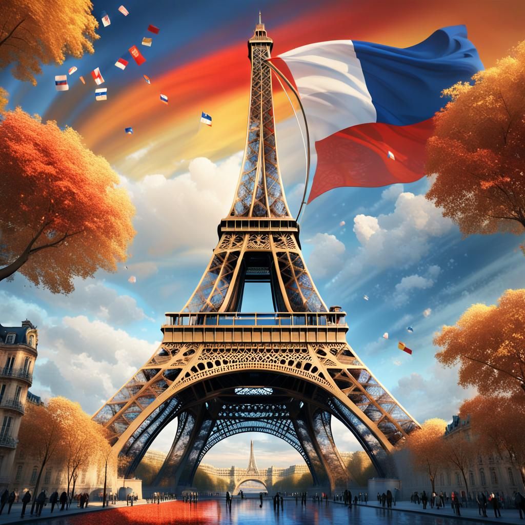 Eiffel Tower in Impressionistic French Dreamscape