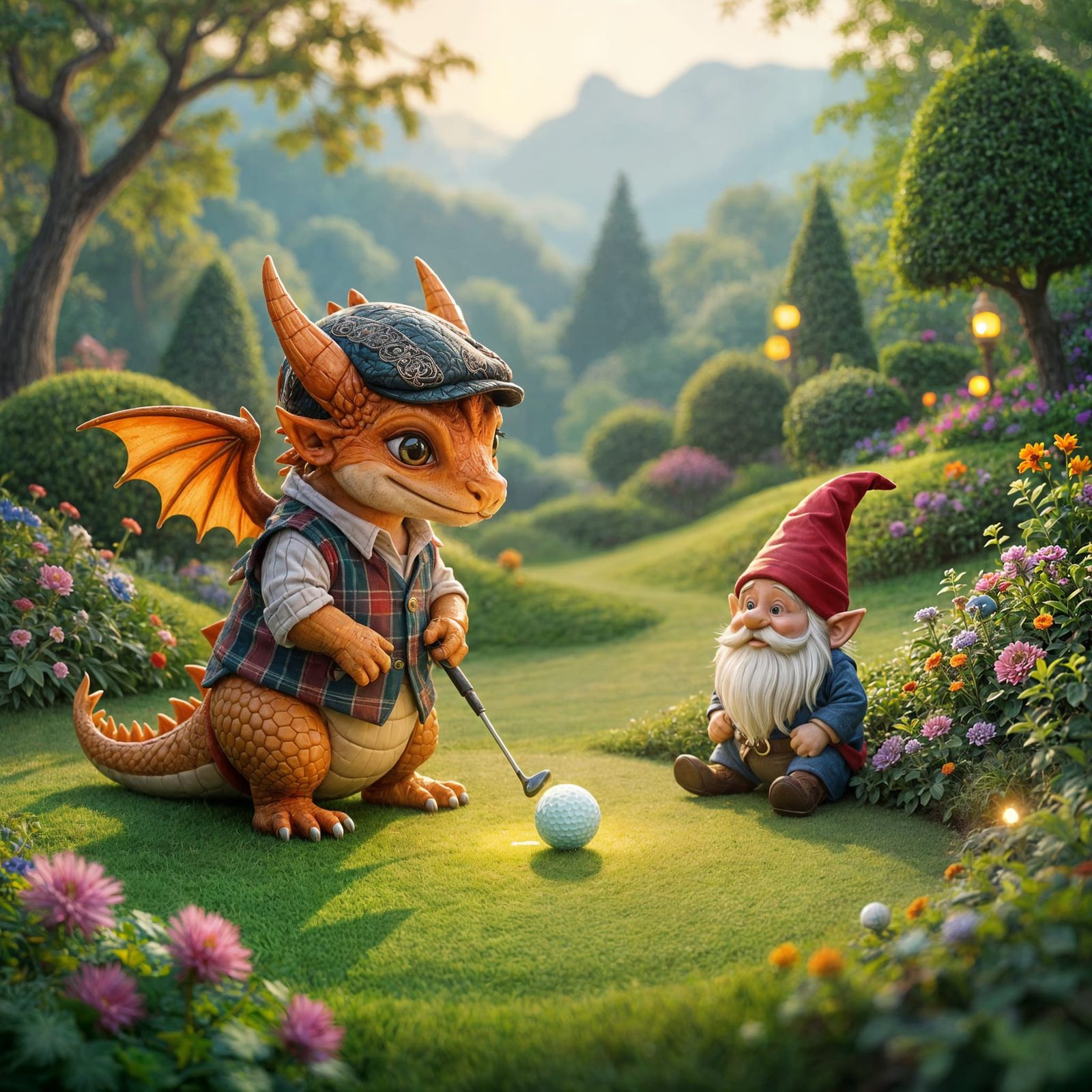 Fantastical Miniature Golf Course with Glowing Flora