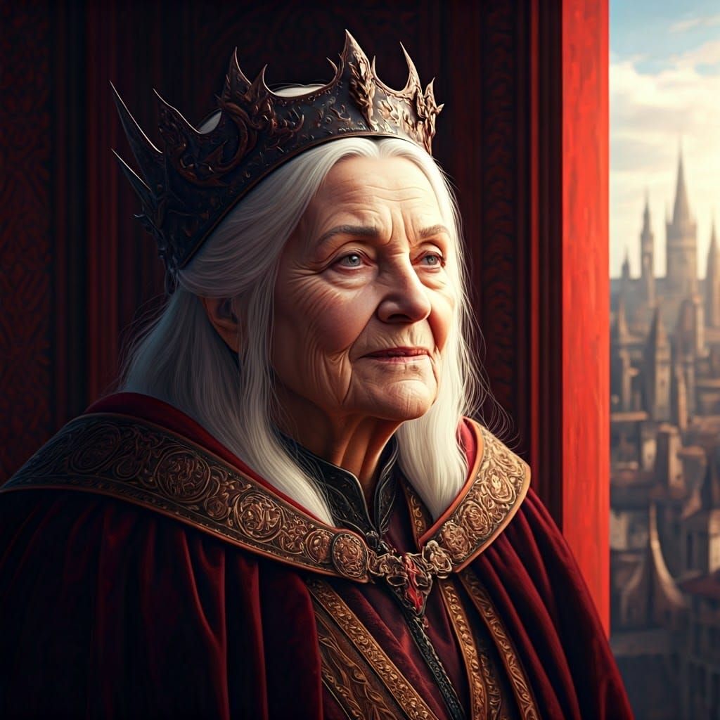 Regal Queen in Splendid Medieval Attire