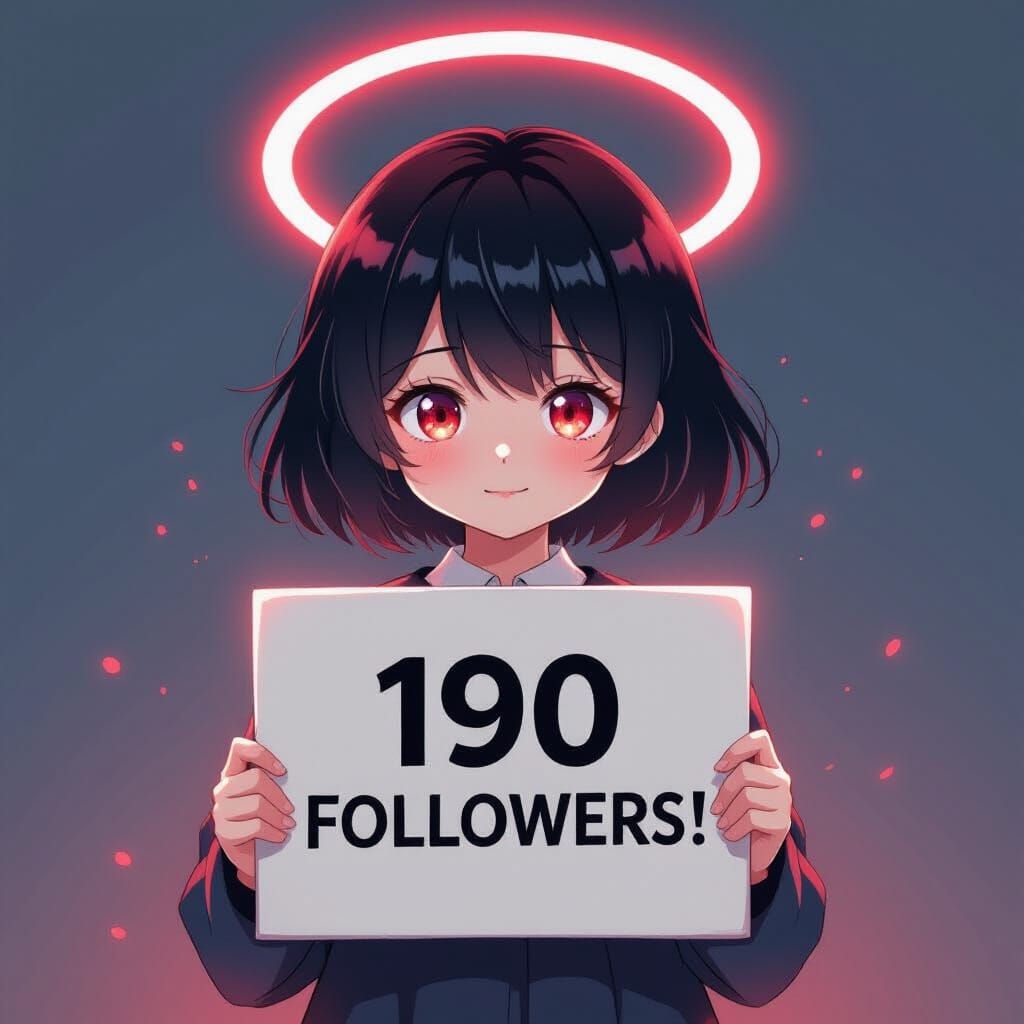Anime Girl With Red Eyes And Halo Celebrates 190 Followers