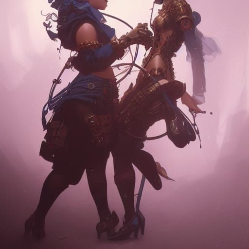 Steampunk Lesbian Kiss in 8k Resolution