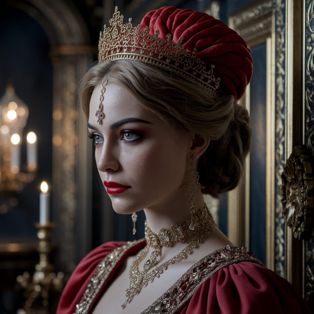 Lady in Elegant Red Attire