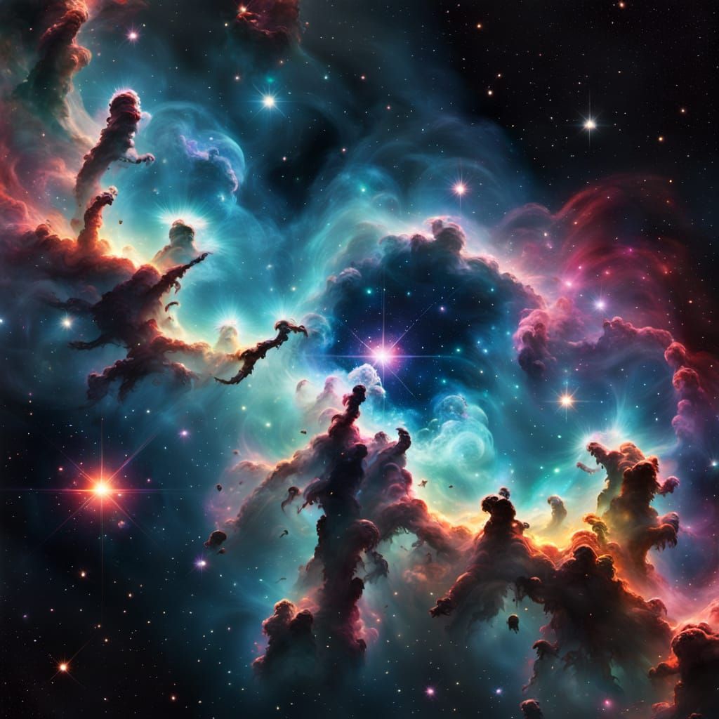 Vibrant Cosmic Nebula Captured in Realistic 35mm Cinematic S...