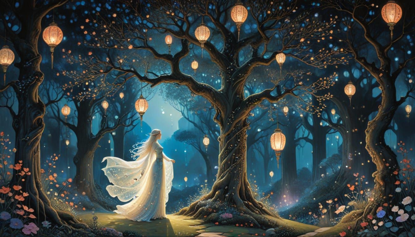 Arabic Princess Parizade in Majestic, Dreamlike Forest