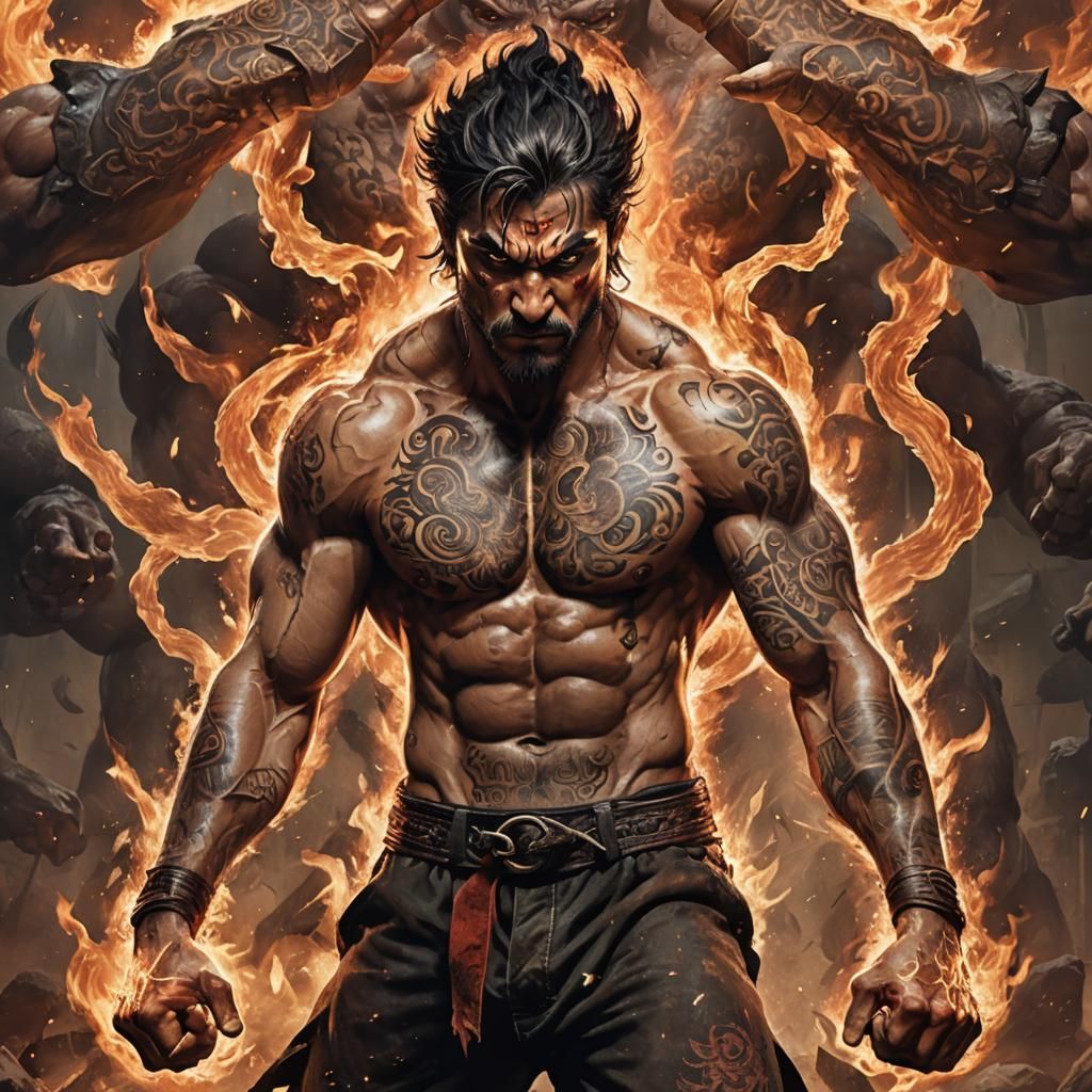 Fierce Fighter Radiates Fury in Hellscape