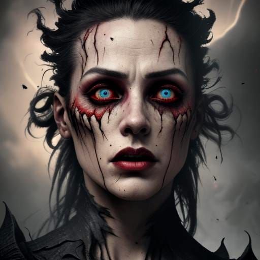 Dramatic Horror Portrait in Splash Art Style