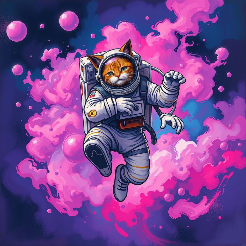 Cosmic Maxwell Cat in Vibrant Graffiti