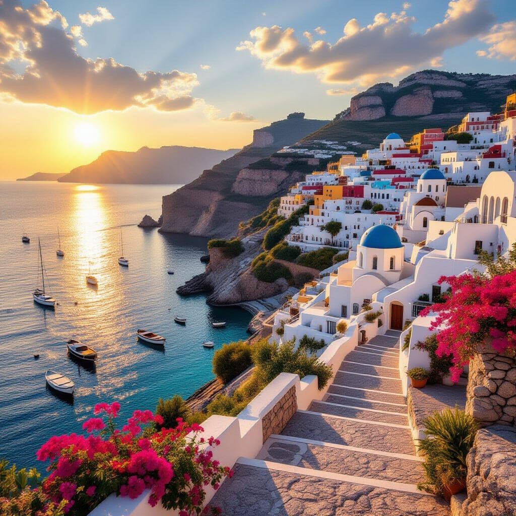 Golden Hour Mediterranean Coastline: Sun-Kissed Cliffs and W...