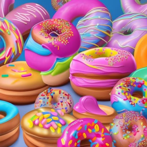 Hyperrealistic Donut in Candy Art Style