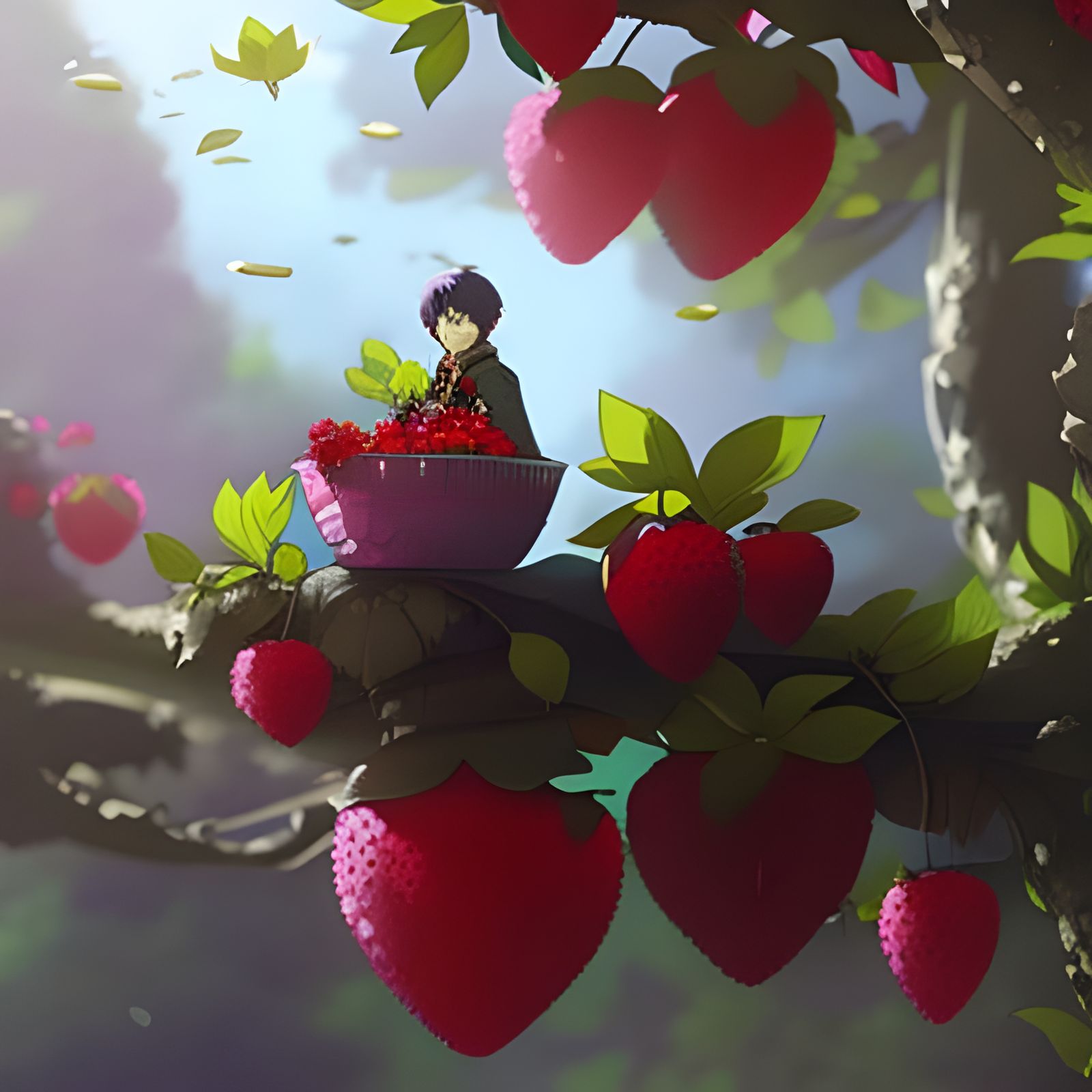 Strawberry World: Anime-Inspired Digital Art