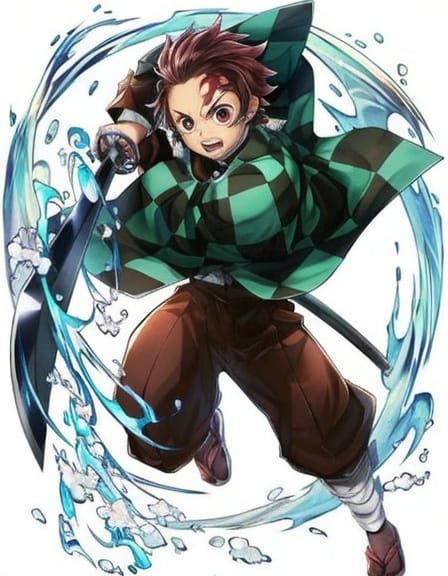 Tanjiro Kamado Portrait in Manga Style