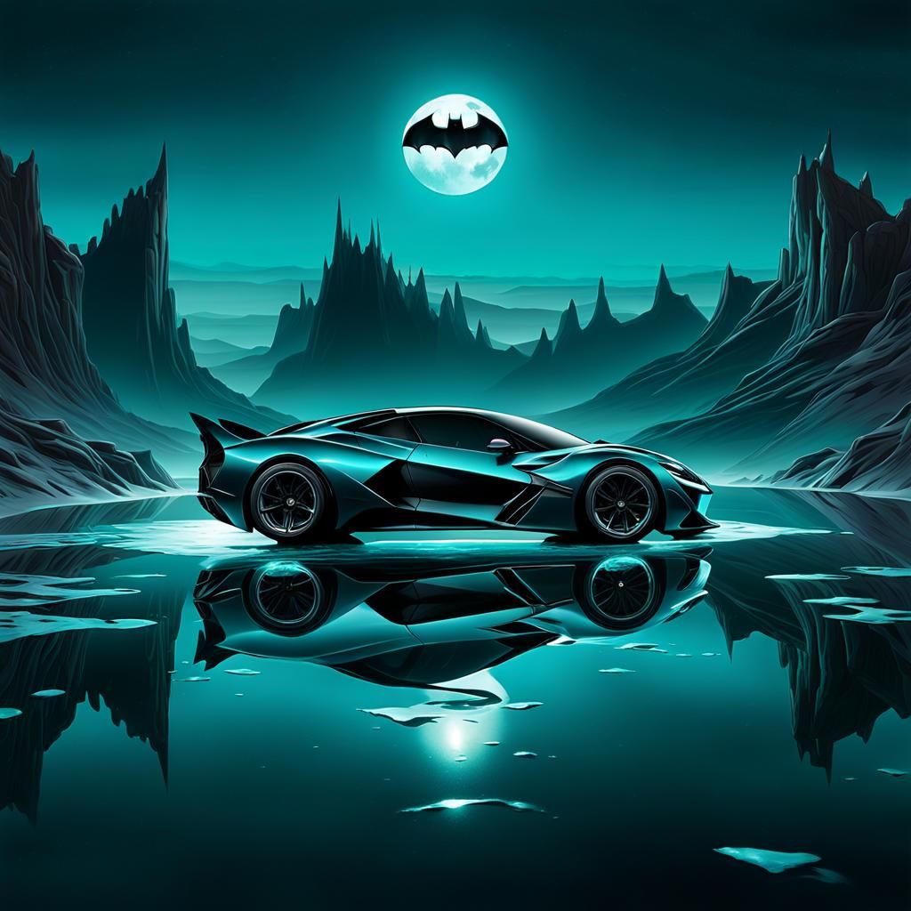 Batman car reflection in the water