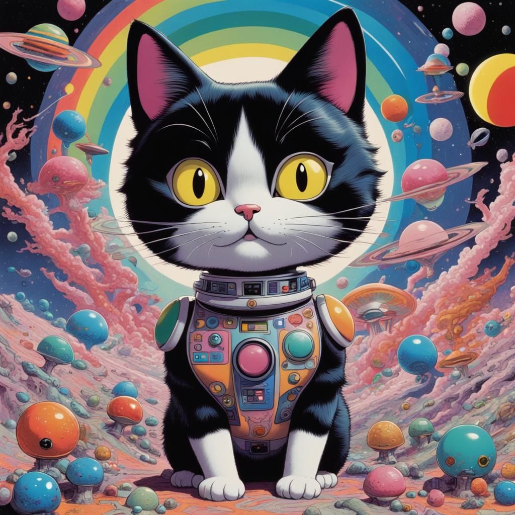 Space Cat in Micropop Psychedelic Style