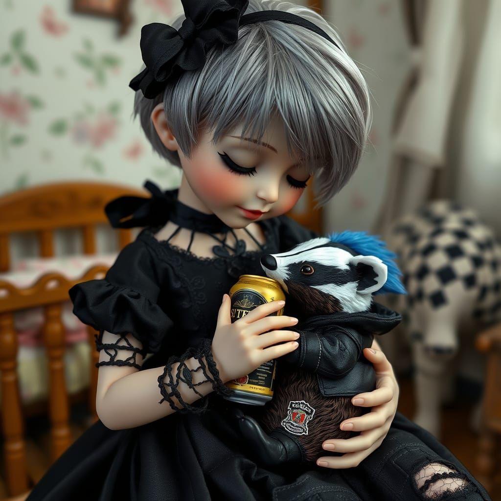 Maternal Scene in Cyberpunk Style