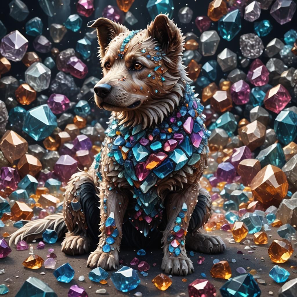 Crystalline Dog: Detailed Fantasy Concept Art