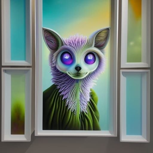 Surreal Alien with Fractal Flowers in Oil