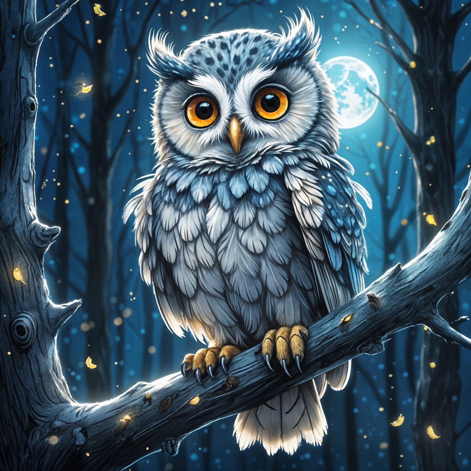 Enchanted Owl Chick in Studio Ghibli Style