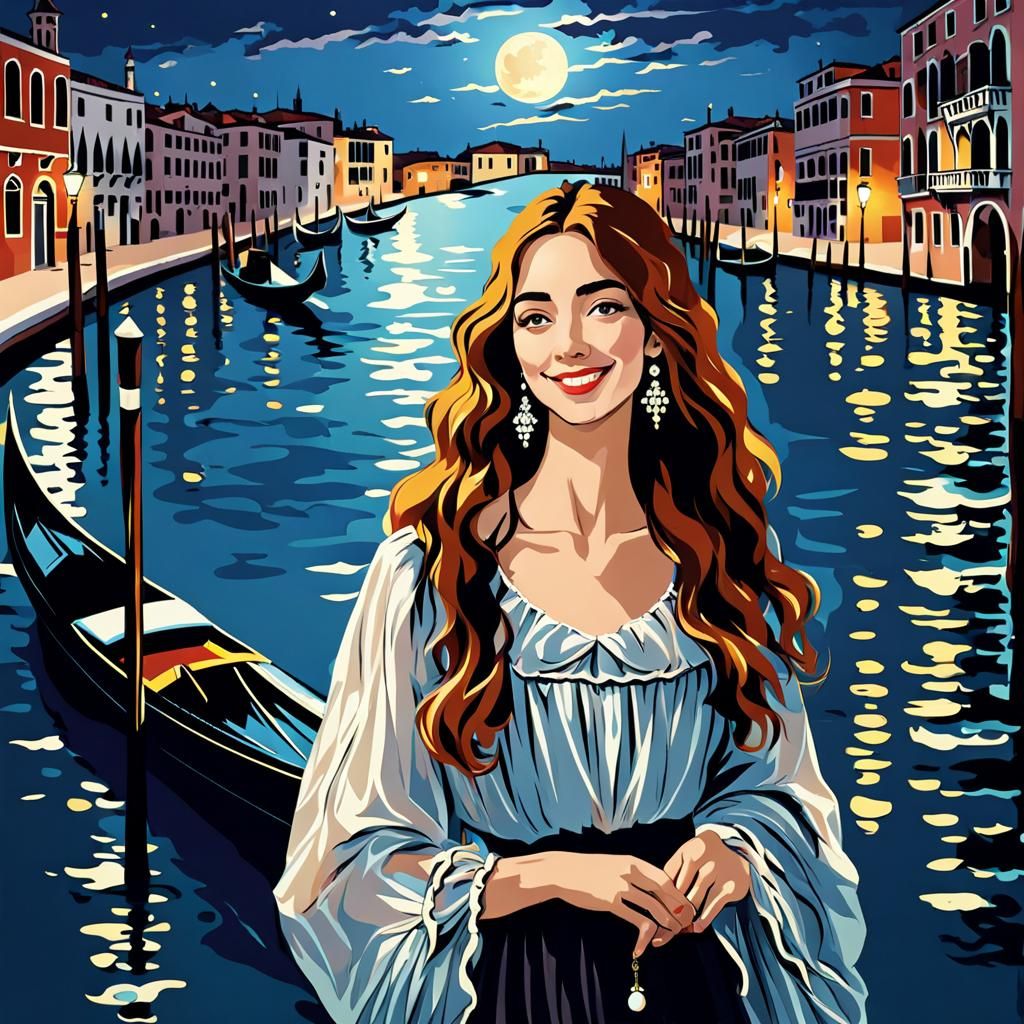 Venice Canal Under Full Moon