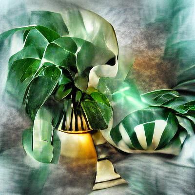 Lush Philodendron Xanadu Watercolor Photoillustration