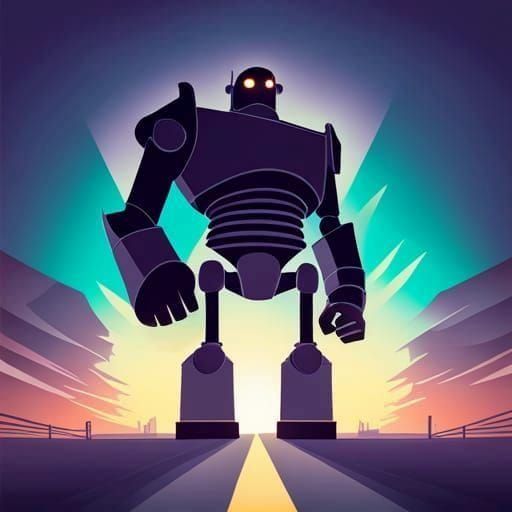 Iron Giant Retro Sci-Fi Illustration