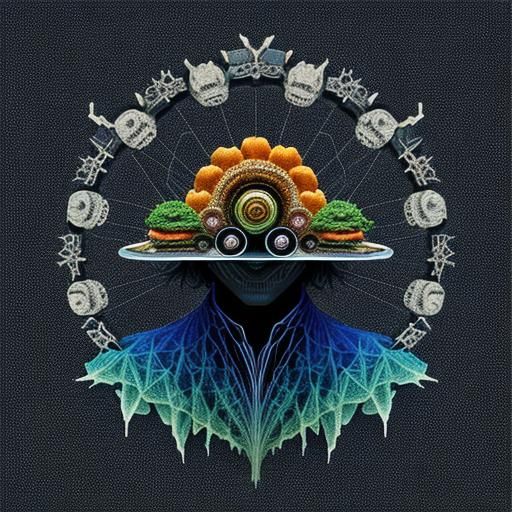 Surrealistic Hamburger in Psychedelic Rococo Style