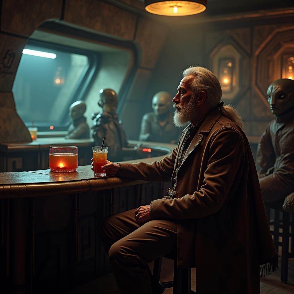 Sci-Fi Kirth Gersen in Futuristic Alien Bar