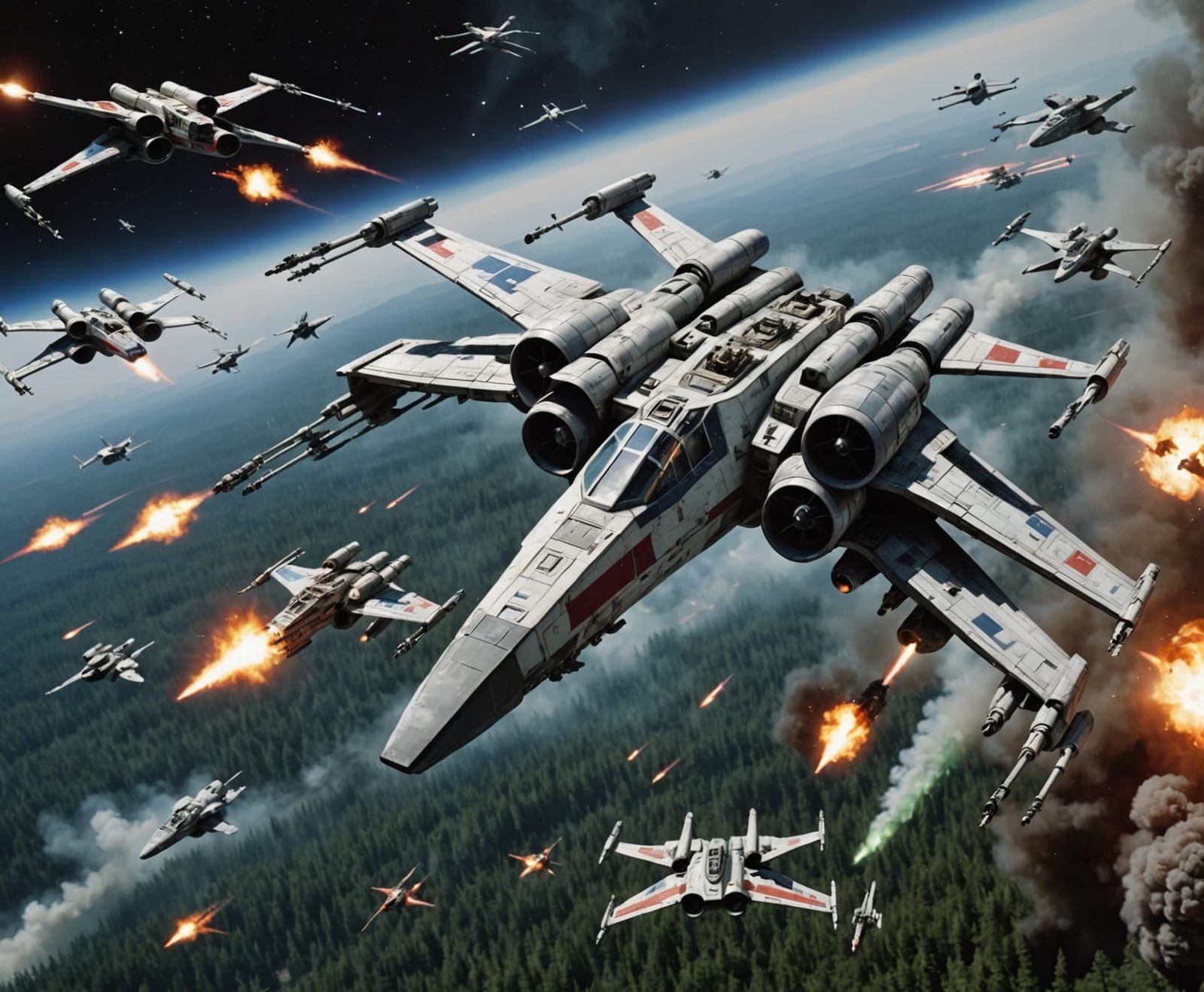 Epic Star Wars Space Battle Over Endor