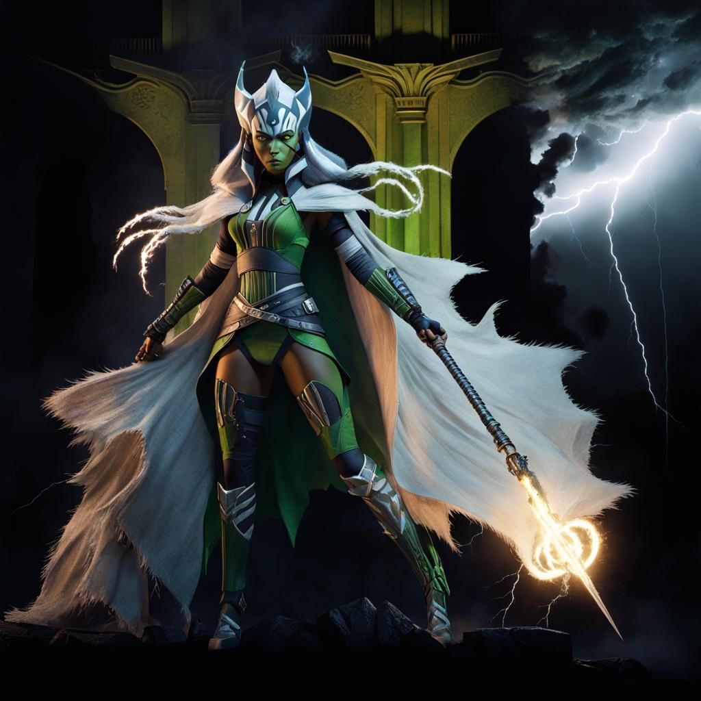 Ahsoka Tano as Frankenstein's Monster in Dark Fantasy Art