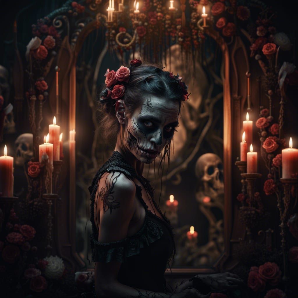 Zombie Makeup: Thorns and Skulls in Digital Painting