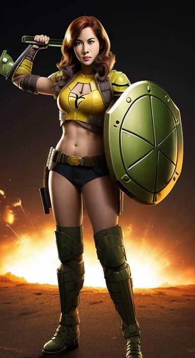 April O'Neil with Manhole Cover Shield