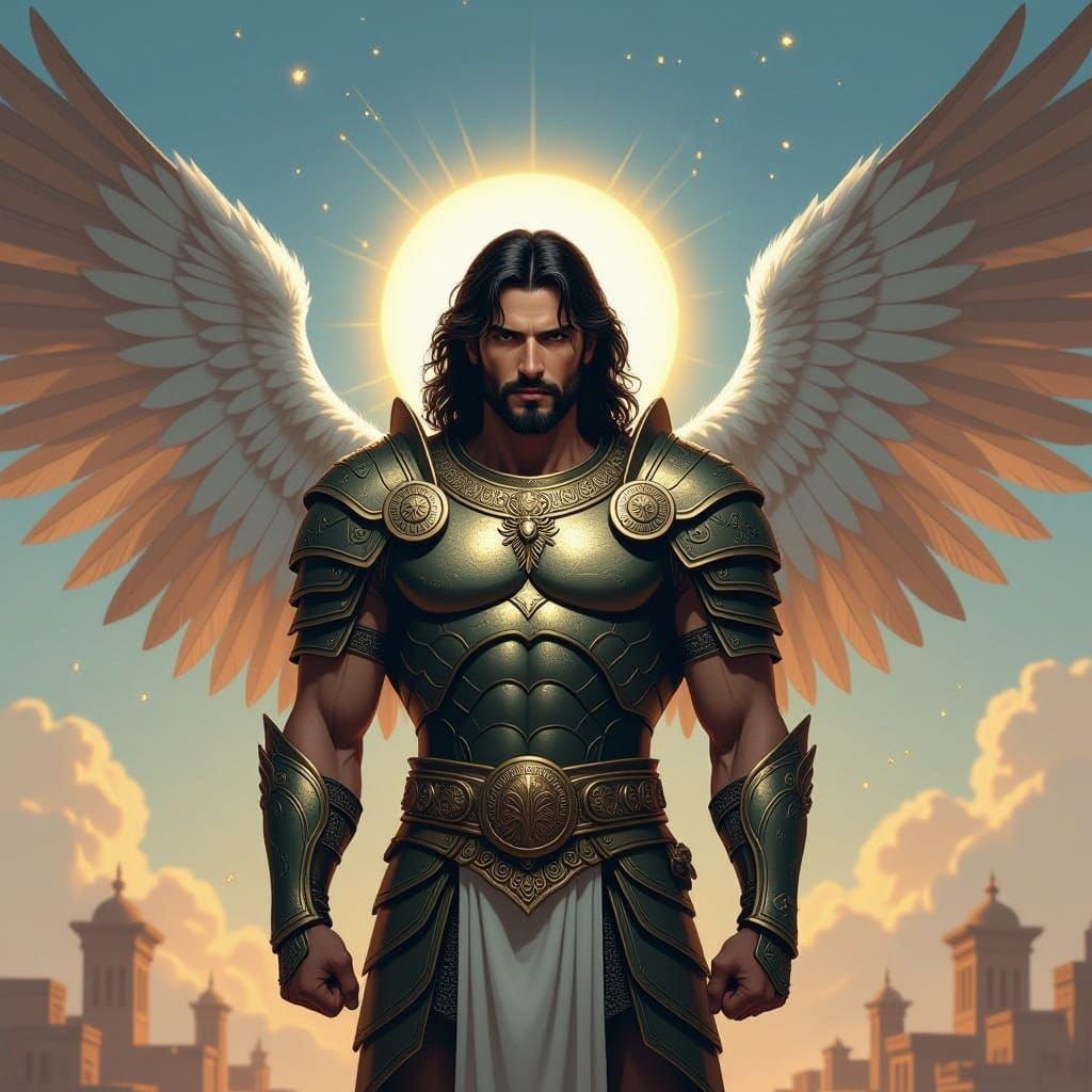 Archangel Michael in Babylonian Armor, Peaceful Aura