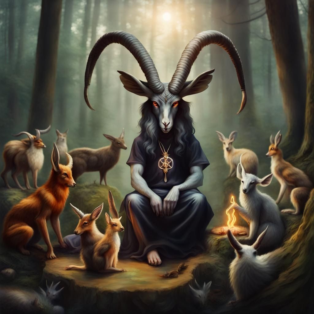 Baphomet Teaches Magic to Forest Animals
