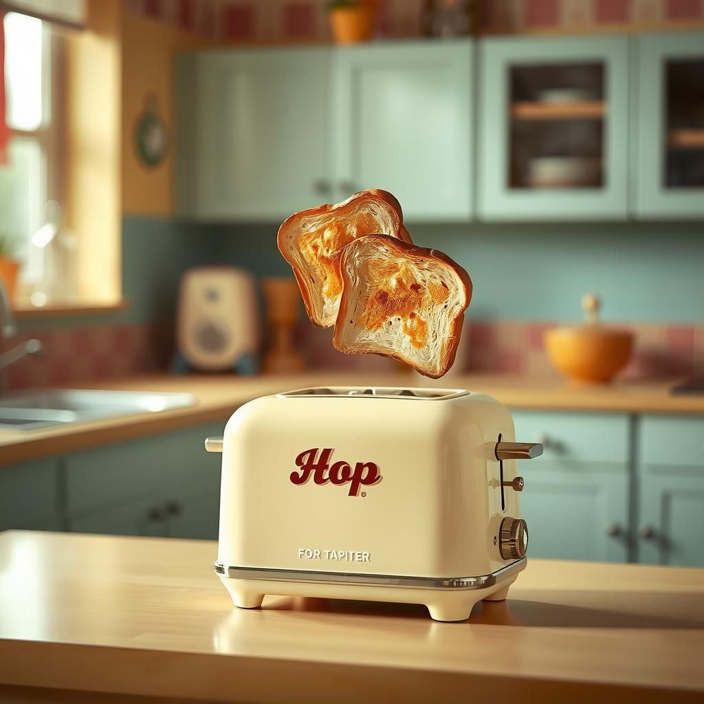 Vintage Toaster Launches Toast in 50s Kitchen