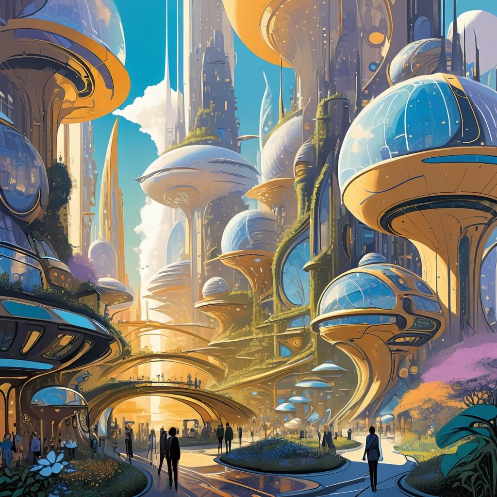 Solar Punk Cityscape: Nature Meets Future