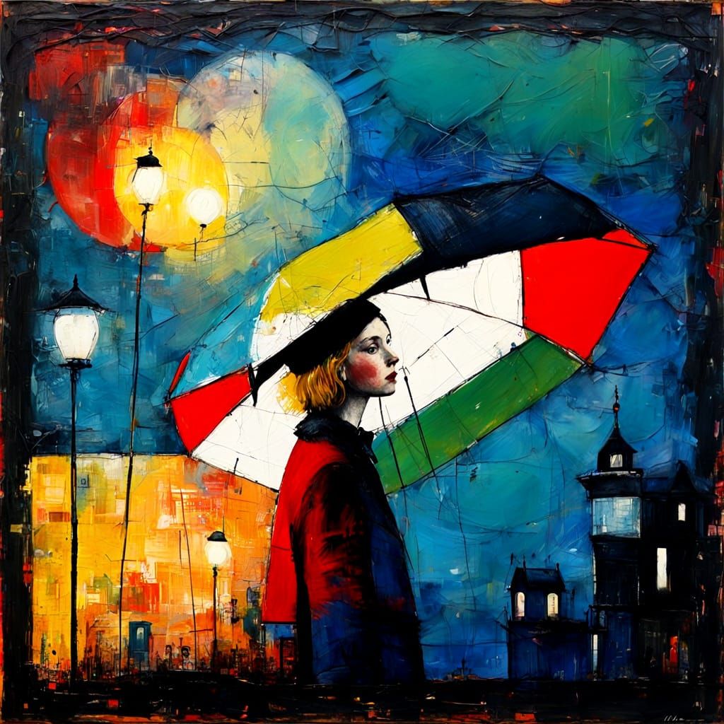 Textured Primitive Naive Encaustic Painting