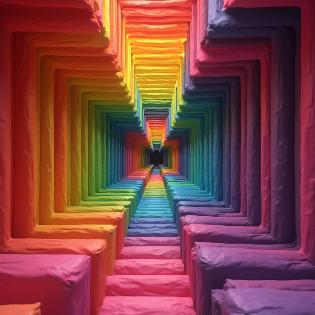 Surreal Rainbow Tunnel in Bold 3D Optical Illusion Art