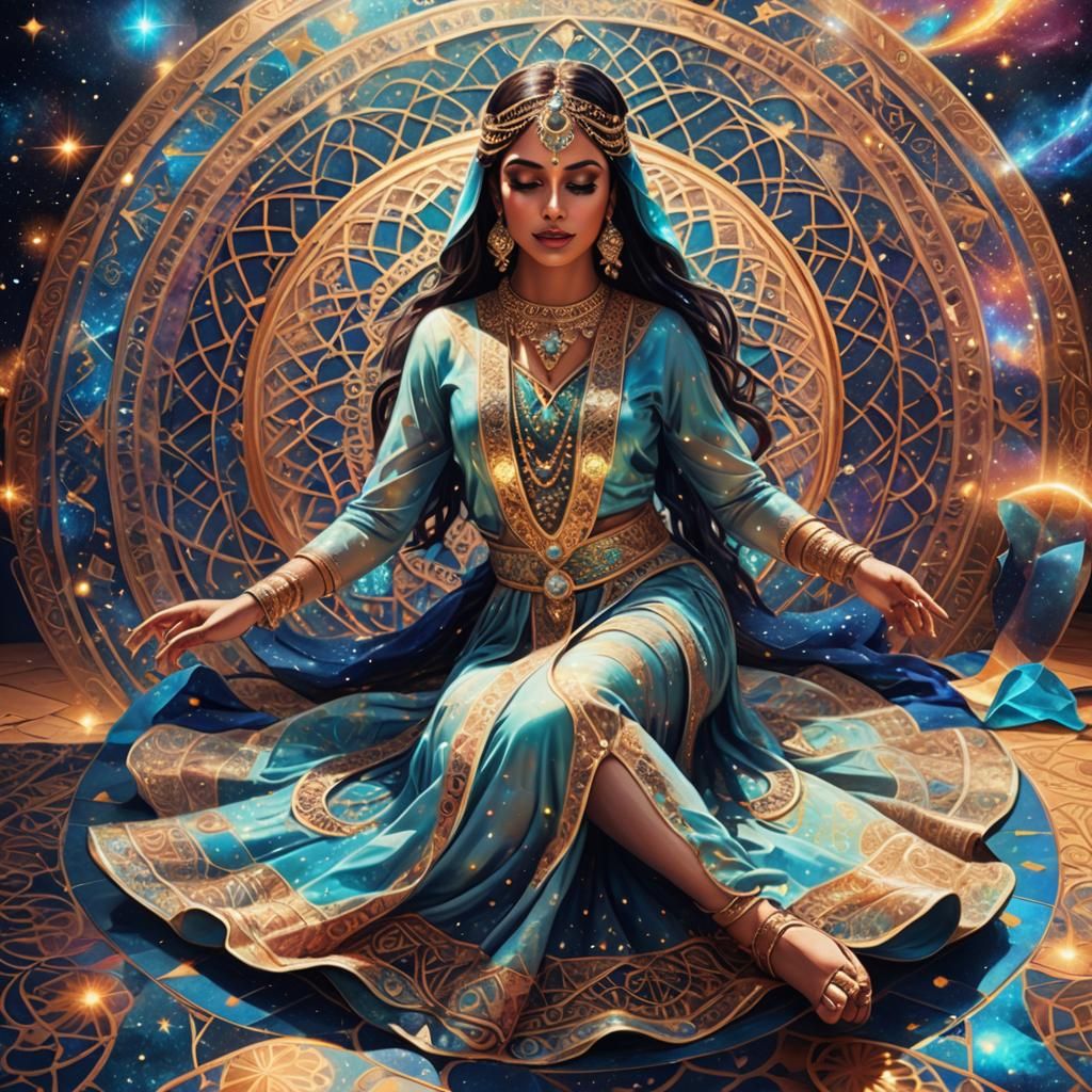Arabic Dancer in Holographic Astral Illustration