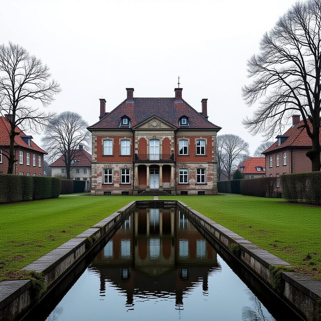 Abandoned Wismar Style House in Dramatic Black and White