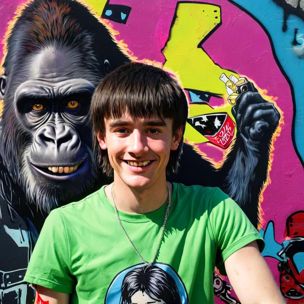 Smiling Gorilla in Bronx Graffiti Pop Art