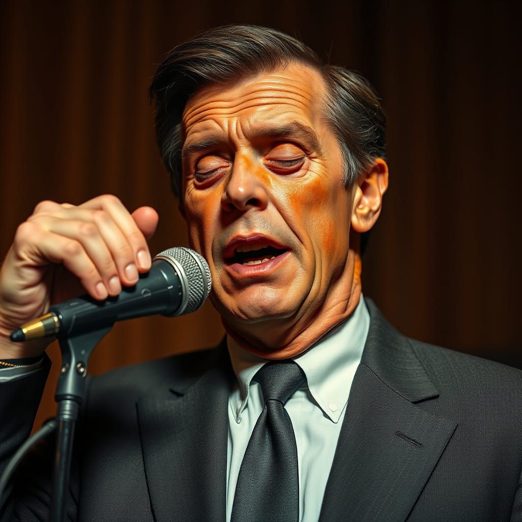 Distorted 1950s Businessman in Retro-Futuristic Portrait