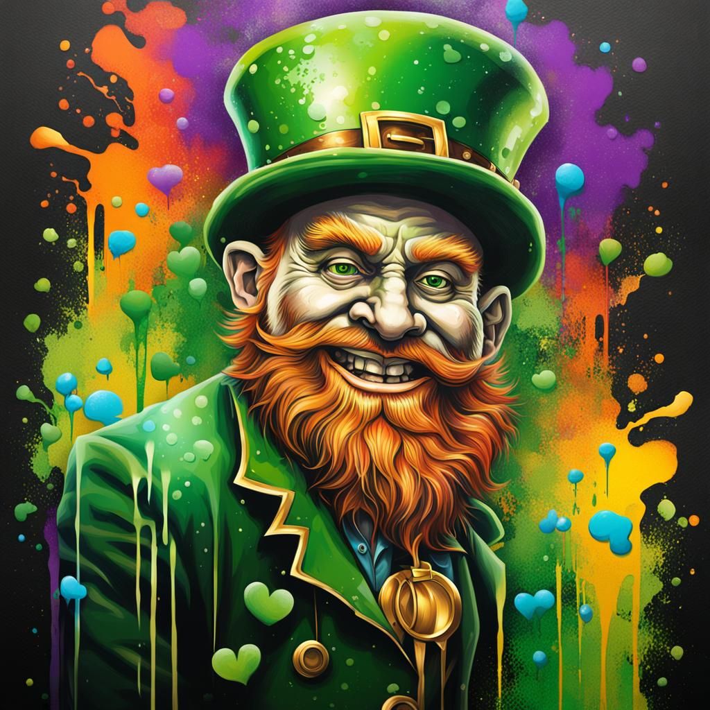 Leprechaun in Colorful Graffiti Art Style