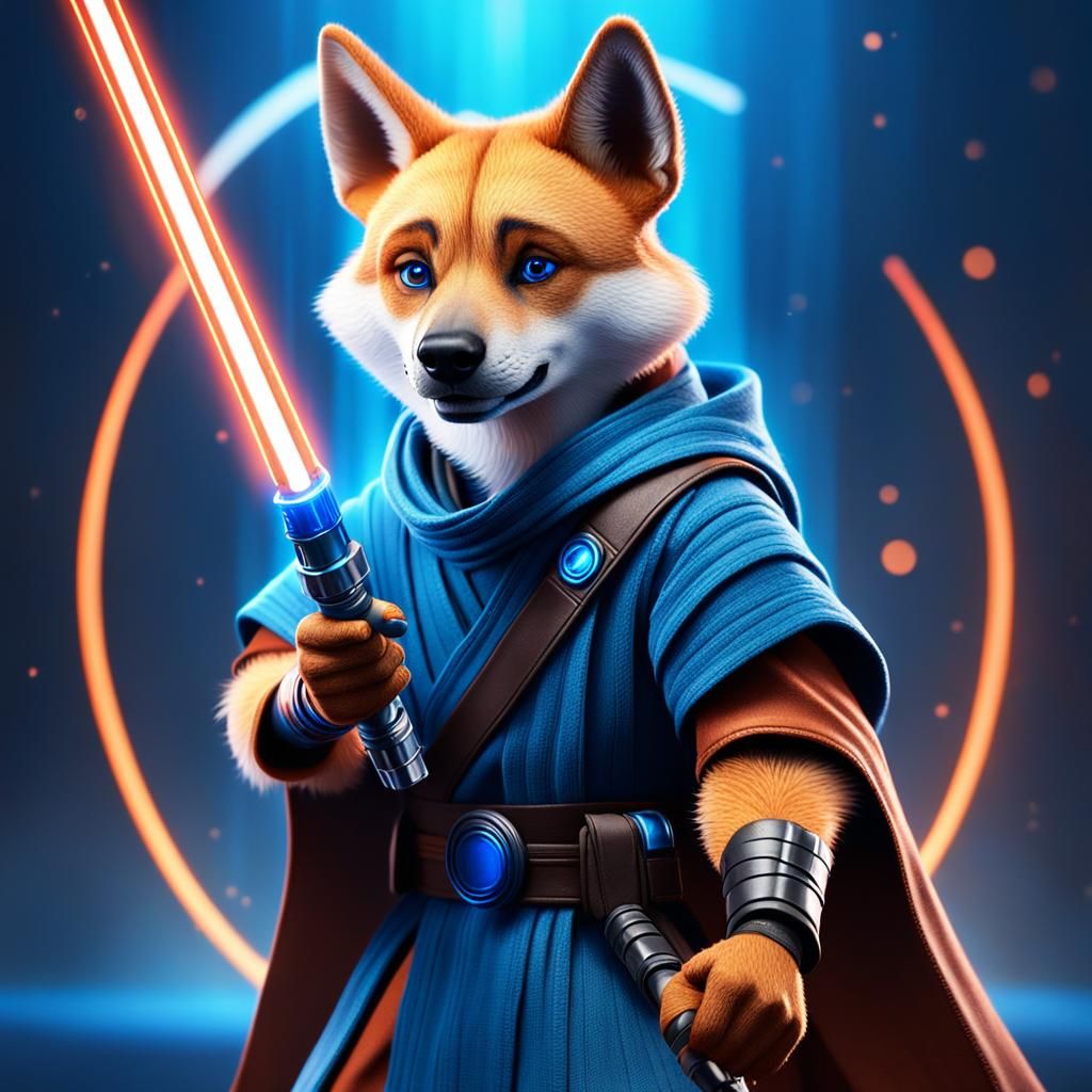 Dingo Jedi Knight with Blue Lightsaber