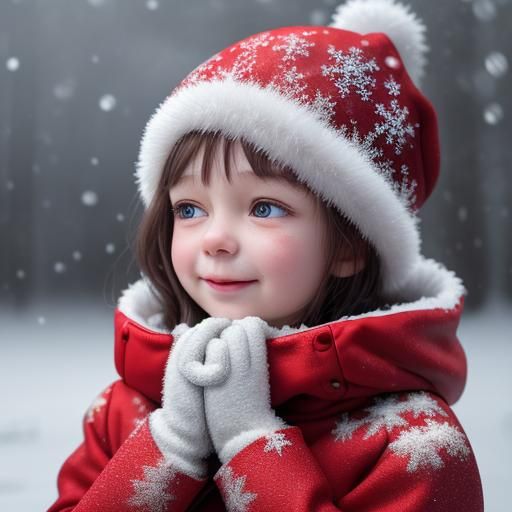 Joyful Child Captured in Vivid Winter Wonderland