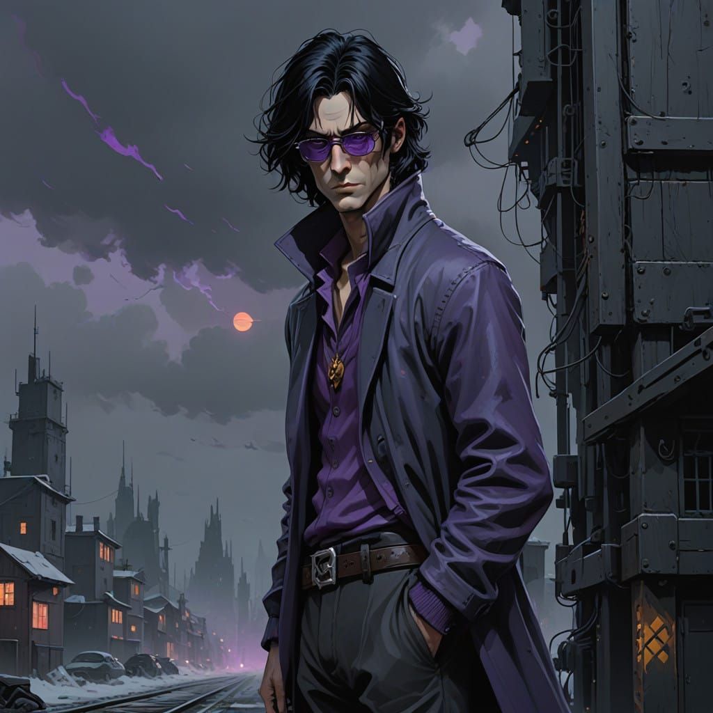 Elegant Vampire Lord in Lavender Blue and Gray