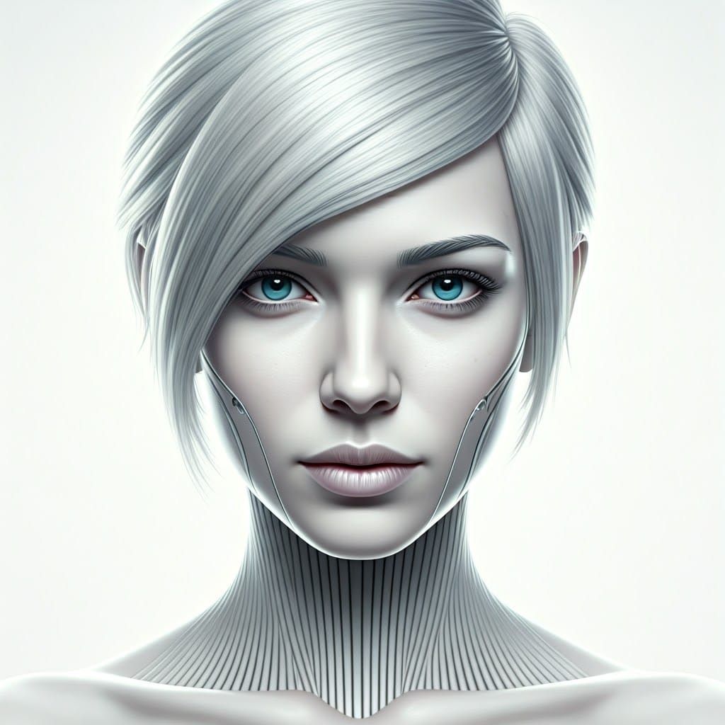 Android Woman with Metallic White Finish