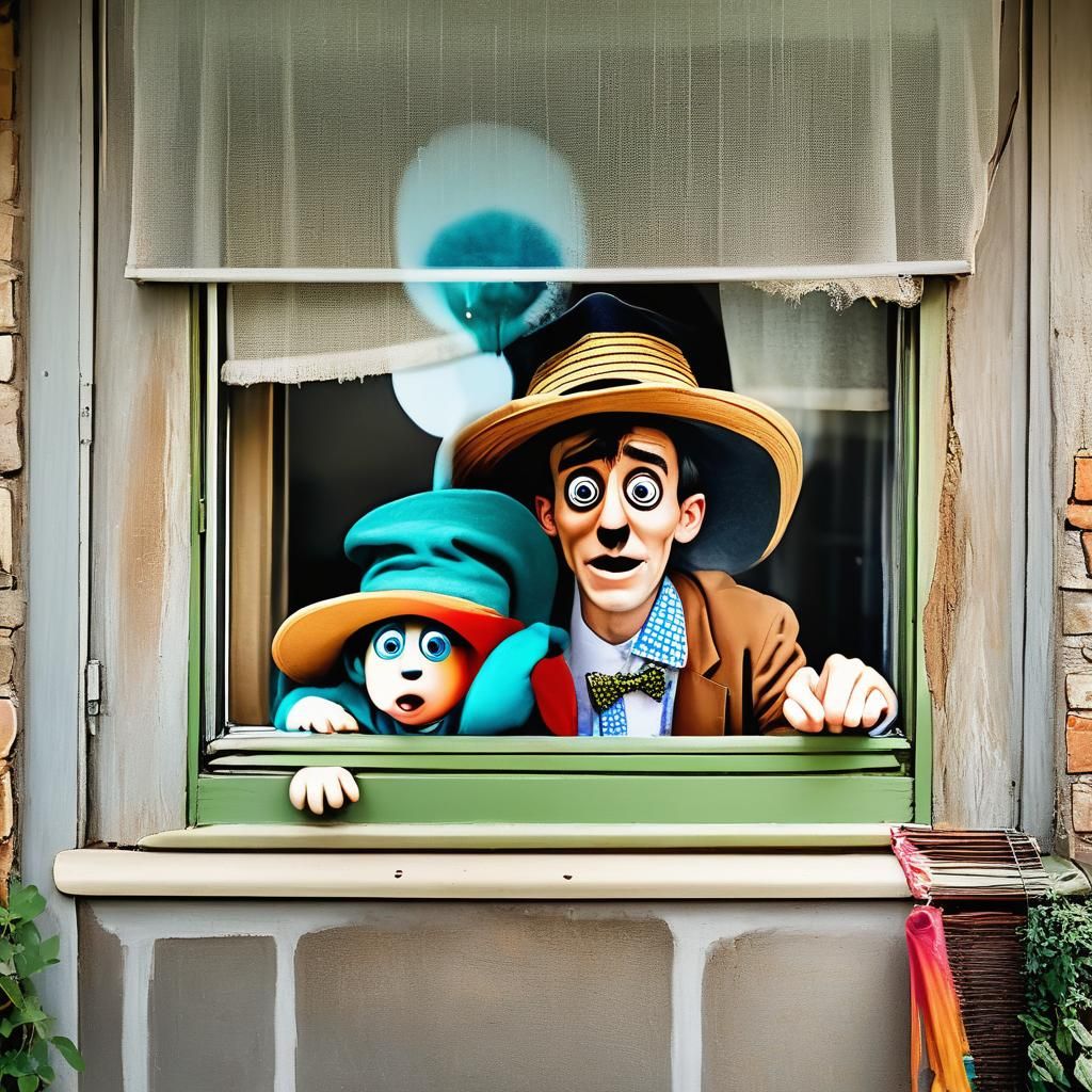 Funny Photo Bomb: Quirky Character Crashes Family Picture