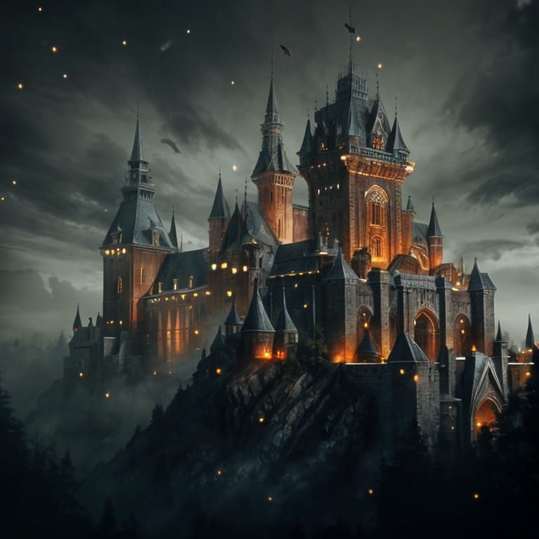 Medieval Castle in Muted Gray Tones