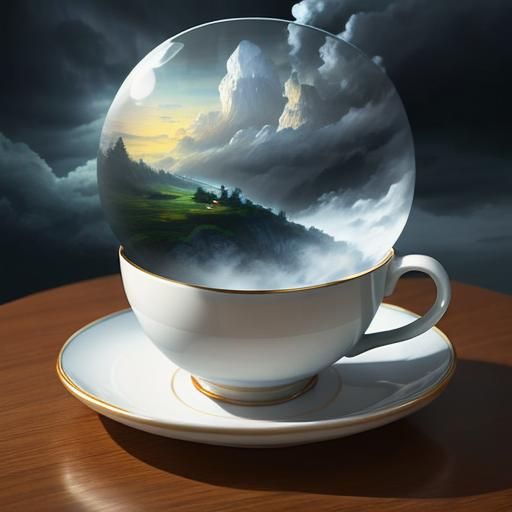 Stormy Teacup: Ethereal Fantasy Art