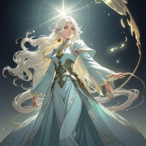Elegant Elven Woman Casts a Spell in a Dreamy Anime-Inspired...