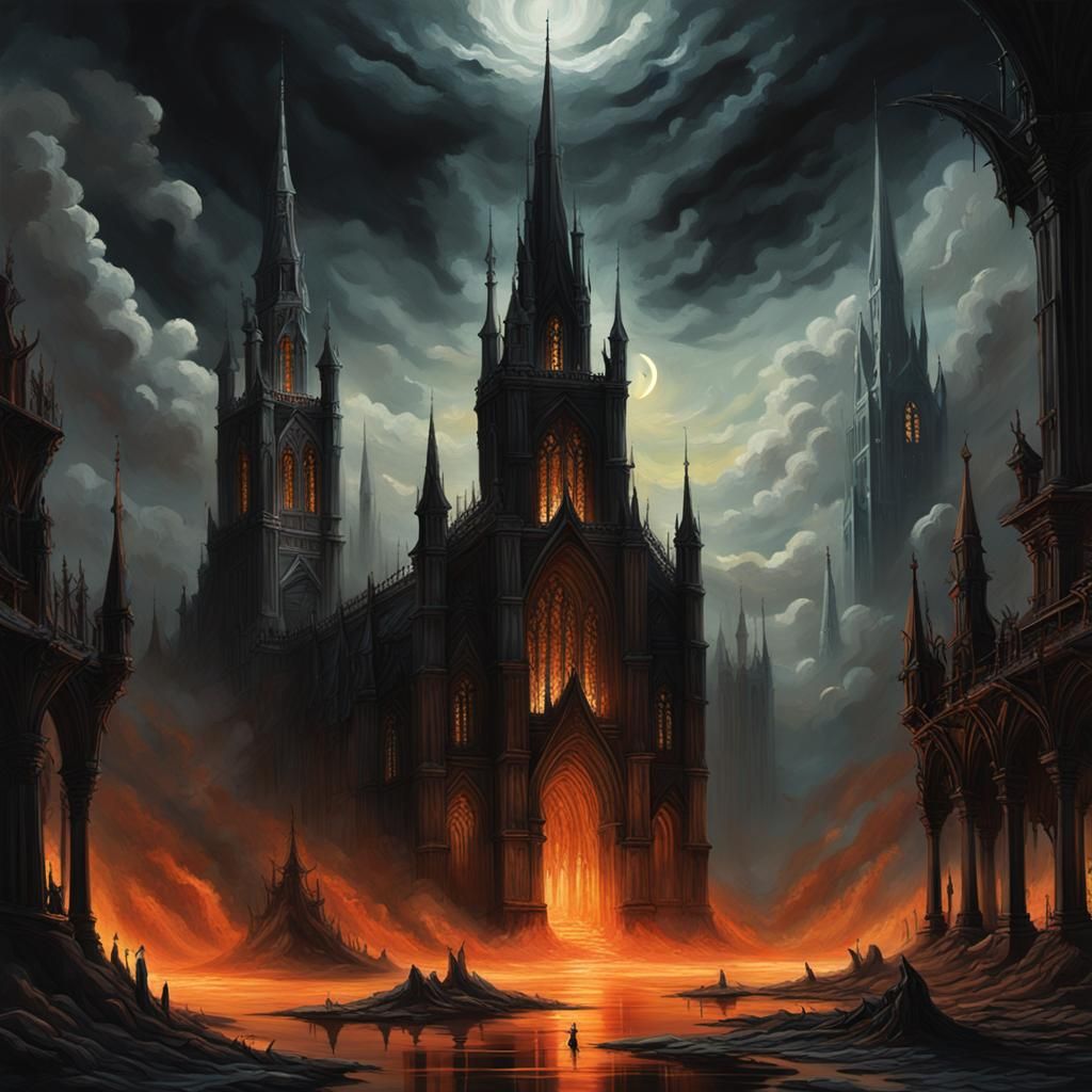 Gothic Underworld City in Ominous Light